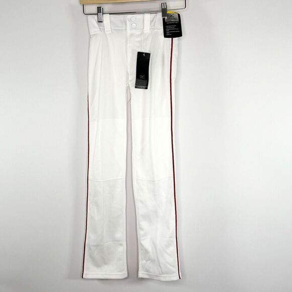 Mizuno Other - Mizuno Youth Select White Piped Baseball Pants Red Piping Straight Leg - Kids US